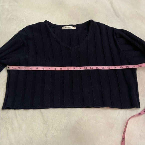 Moussy Ribbed V-Neck Crop ribbed Sweater One Size navy 28184 - Picture 7 of 9